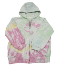 Barevná batikovaná propínací mikina s kapucí Next