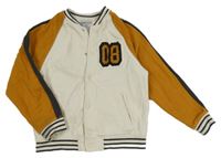 Světlebéžovo-medová baseballová mikina s číslem