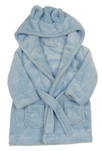 Světlemodrý chlupatý župan s kapucí s oušky Babytown