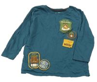 Tmavozelené triko s kempingovým motivem Little Kids