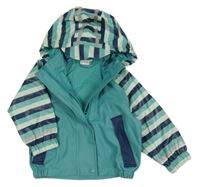 Modrozeleno-pruhovaná nepromokavá jarní bunda s kapucí Bornino