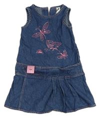 Modré riflové šaty s vážkami s flitry C&A