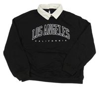 Černá mikina s nápisem a límečkem Shein