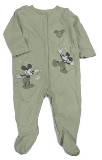 Světlezelený žebrovaný overal s Mickeym C&A