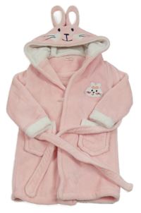 Růžový chlupatý župan s kapucí - králík