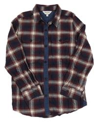 Tmavomodro-vínovo-bílá kostkovaná flanelová košile Outfit Kids