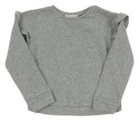 Šedá melírovaná mikina s volánky Jeff&Co