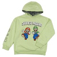 Zelenkavá mikina s Mariem a kapucí