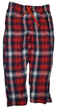 Červeno-tmavomodro-světlešedé kostkované pyžamové kalhoty Primark