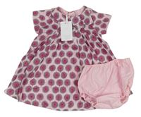 2 set - Růžové vzorované plátěné šaty + kalhoty Jasper Conran