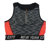 Černo-růžový melírovaný sportovní crop top s nápisem Yd.