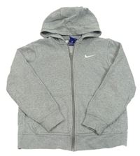 Šedá melírovaná propínací mikina s logem a kapucí Nike