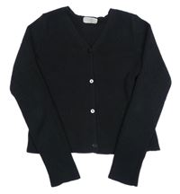 Černý lehký žebrovaný crop propínací svetr Primark