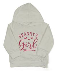 Bílá lehká mikina s růžovým nápisem a kapucí 