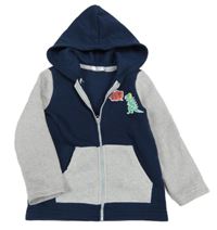 Tmavomodro-šedá propínací mikina s dinem a kapucí Pep&Co