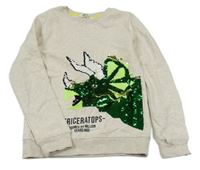 Smetanová melírovaná mikina s dinem z flitrů H&M