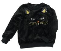Černá plyšová mikina s kočkou C&A