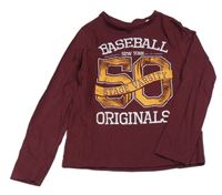 Vínové triko s nápisem a číslem C&A