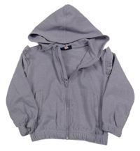 Fialová propínací mikina s volánky a kapucí 