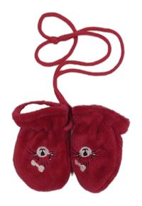 Červené plyšové rukavice s čumáky 