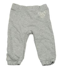 Šedé melírované tepláky se srdcem 