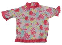 Růžovo-bílo-žluté květované UV tričko Yd.