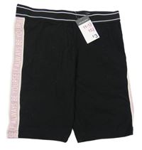 Nové - černé legíny s růžovým pruhem Primark