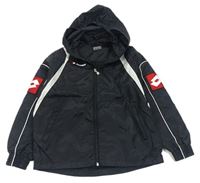 Černá šusťáková sportovní bunda s kapucí Lotto