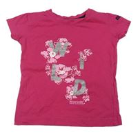 Fuchsiové tričko s květy a nápisem Regatta