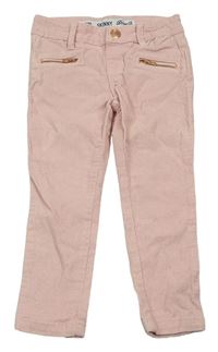 Růžové třpytivé manšestrové skinny kalhoty Denim Co.