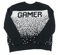 Černá mikina s potiskem a nápisem H&M