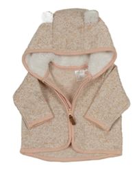 Růžová melírovaná propínací pletená mikina s kapucí H&M