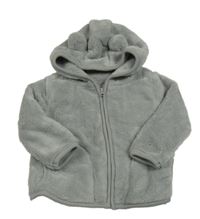 Šedá plyšová propínací mikina s kapucí 