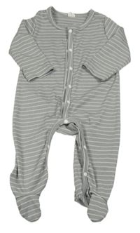 Šedo-bílý pruhovaný žebrovaný overal Shein