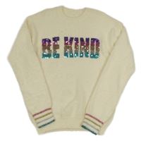 Smetanový chlupatý svetr s nápisem z flitrů Dunnes