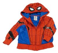 Červeno-tmavomodrá propínací mikina s kapucí - Spiderman Disney