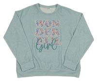 Světlemodrý svetr s nápisem a kamínky 