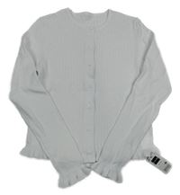 Nové - Bílý žebrovaný propínací crop svetr Dunnes