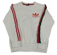 Bílo-červeno-zelená mikina s pruhy a logem Gucci