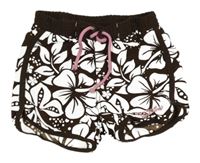 Hnědo-bílé květované plážové kraťasy H&M