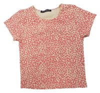 Béžovo-růžové crop tričko s leopardím vzorem Brandy Melville