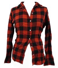 Dámská červeno-černá kostkovaná flanelová halenka H&M