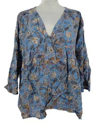 Dámská světlemodrá květovaná halenka Multiblu 