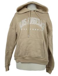 Dámská béžová mikina s nápisem a kapucí Shein 