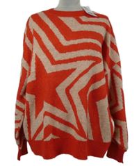 Nové - Dámský červeno-béžový vzorovaný svetr F&F