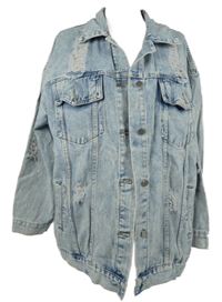 Dámská světlemodrá riflová oversized bunda s prošoupáním Shein 