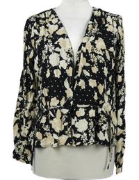 Dámská černo-béžová květovaná crop halenka H&M