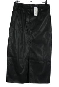 Nové - Dámská černá koženková midi sukně New Look 