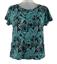 Dámská černo-tyrkysová halenka s květy Essentials 