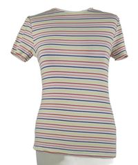 Dámské bílo-barevné pruhované tričko M&S